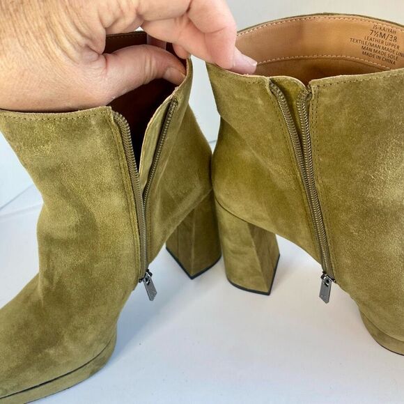 Jessica Simpson Womens 7.5 Kaiyah Platform Fatigue Green Suede Bootie Heeled Boo - Picture 3 of 12